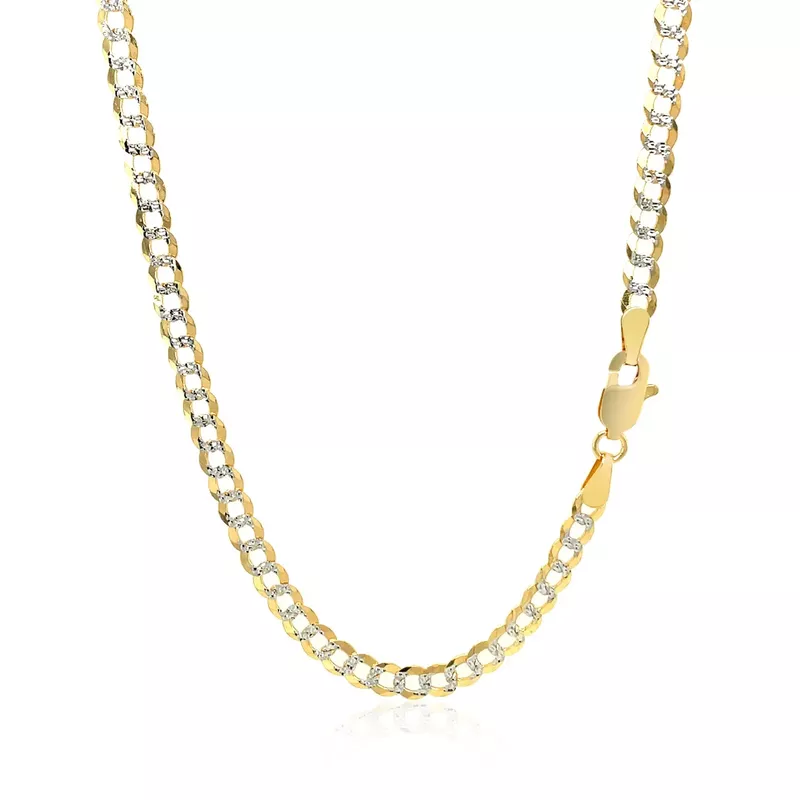 3.6 mm 14k Two Tone Gold Pave Curb Chain (20 Inch)