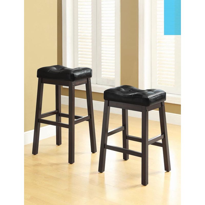 Upholstered Counter Height Stools Black and Cappuccino (Set of 2)