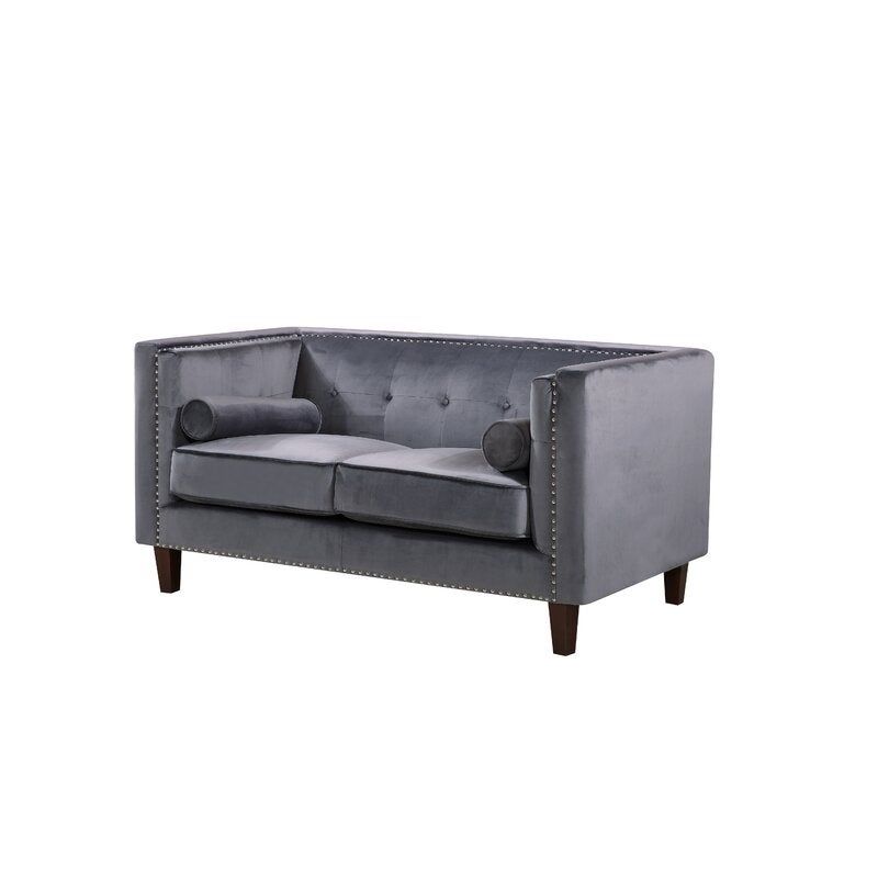 Kittleson 60'' Velvet Tuxedo Arm Loveseat - Grey