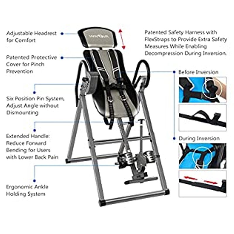 INNOVA HEALTH AND FITNESS ITX9800 Inversion Table with Ankle Relief and Safety Features