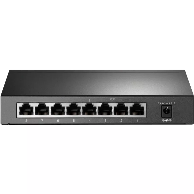 TP-Link - 8-Port Gigabit (10/100/1000Mbps) Desktop Unmanaged PoE Switch - Black