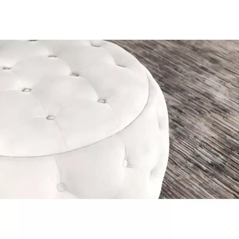 Angelina Tufted Storage Round Ottoman Pearl