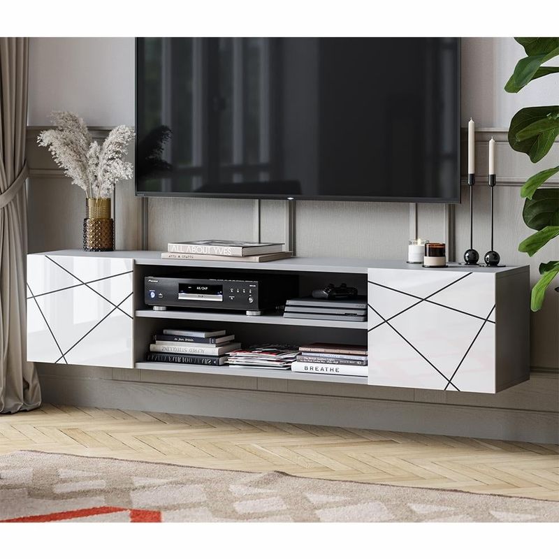 London EF 63" TV Stand - Gray/White