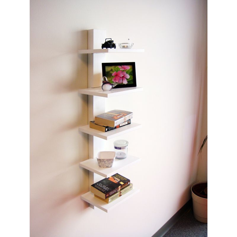 Spine Wall White Book Shelves - Wall Mount Book Shelf