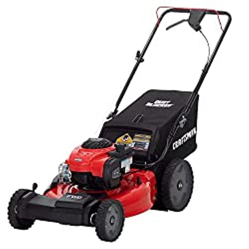 CRAFTSMAN M215 140cc 21-Inch 3-in-1 High-Wheeled FWD Self-Propelled Gas Powered Lawn Mower with Bagger, Liberty Red