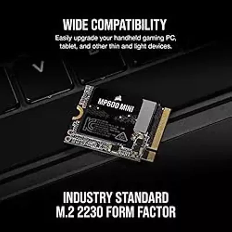 Corsair MP600 Mini 2TB M.2 NVMe PCIe x4 Gen4 SSD - M.2 2230 - Up to 7,000MB/sec Sequential Read - High-Density 3D TLC NAND - Great for Steam Deck and Microsoft Surface - Black