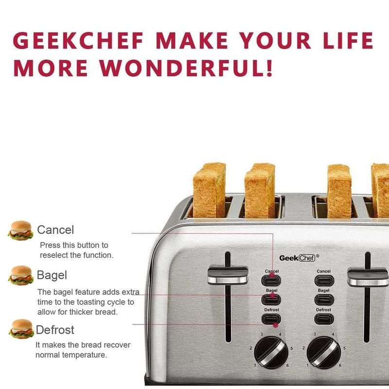 4-slice stainless steel toaster - silver