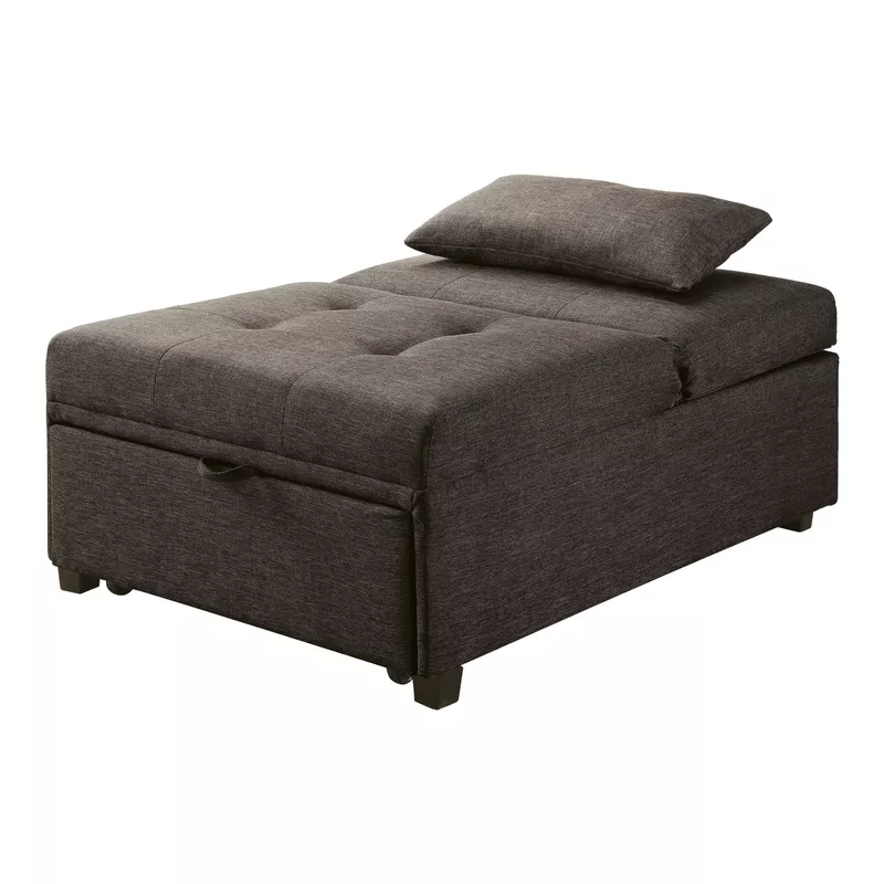 Contemporary Fabric Futon Chair in Dark Gray