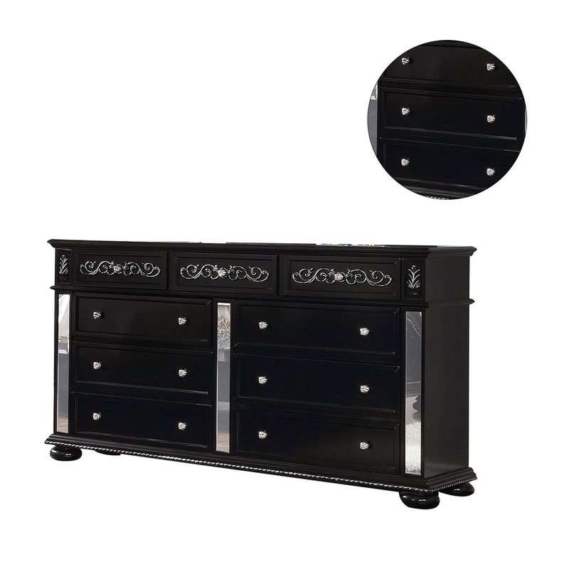 9 Drawers Wooden Dresser - Black