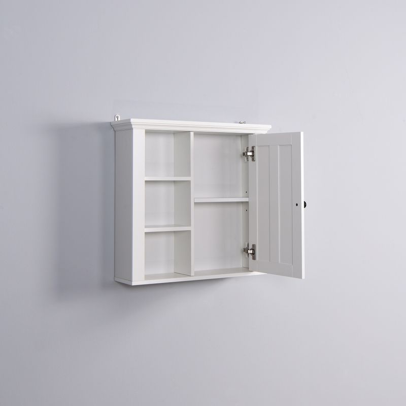 Mordern Bathroom Wooden Wall Cabinet with a Door - White - Wood Finish