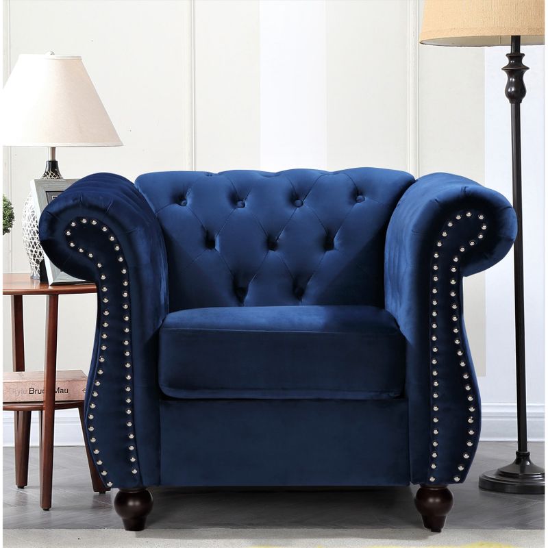 Antoinette Chesterfield 2-Piece Set- Sofa & Chair - Blue