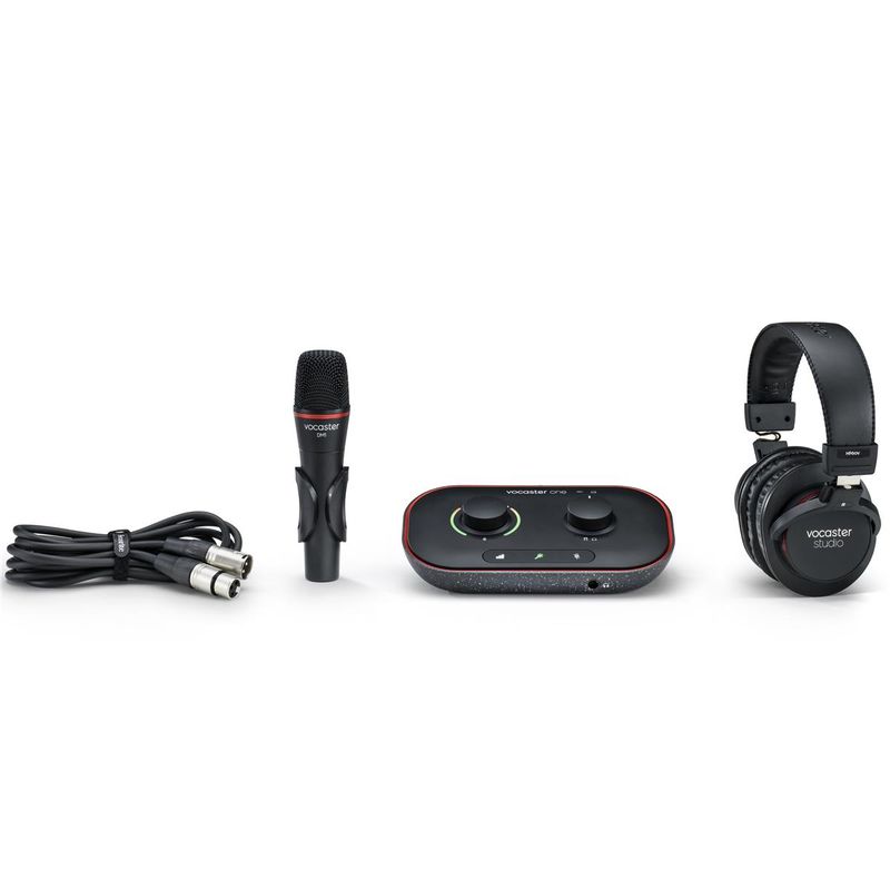 Focusrite Vocaster One Studio Essential Podcasting Kit with Vocaster DM1 Microphone and HP60v Headphones