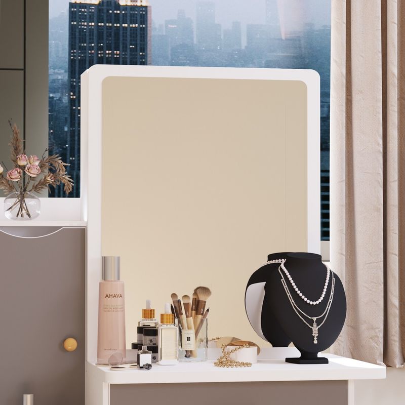Makeup Vanity Set with Mirror and stool - Black