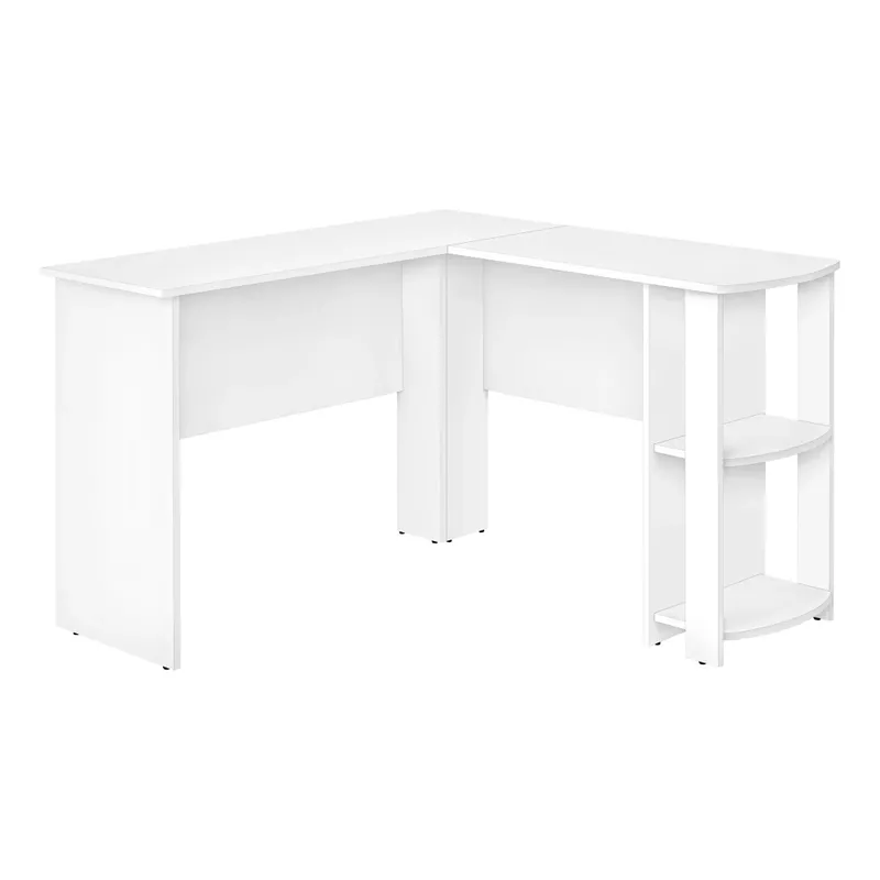 Computer Desk/ Home Office/ Corner/ Storage Shelves/ 48"L/ L Shape/ Work/ Laptop/ Laminate/ White/ Contemporary/ Modern