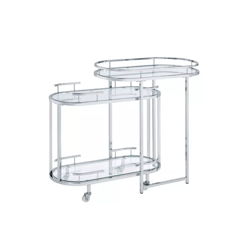 ACME Piffo Serving Cart Set, Clear Glass & Chrome Finish