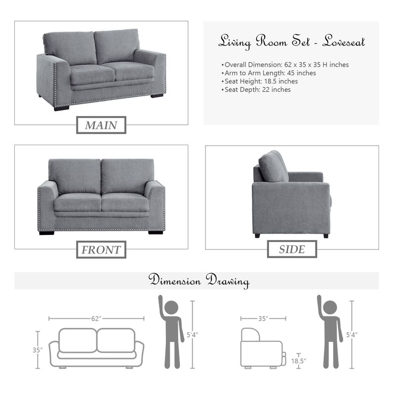 Tolani 2-Piece Living Room Set - Charcoal