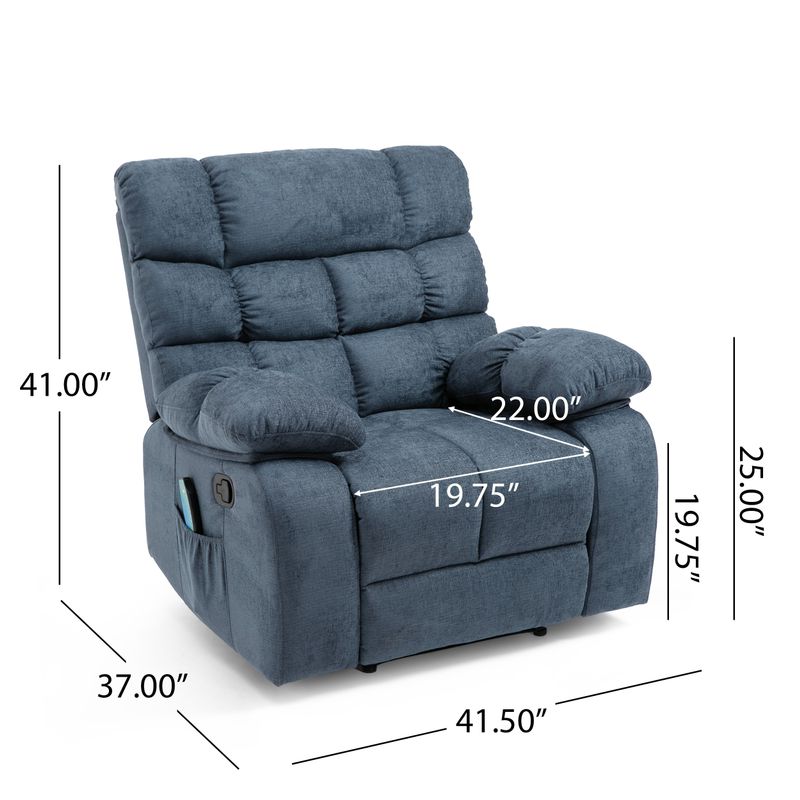 Blackshear Indoor  Pillow Tufted Massage Recliner by Christopher Knight Home - Black + Charcoal