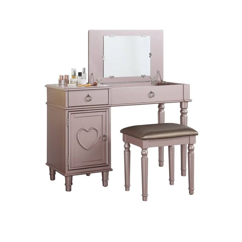 Bedroom Vanity Table with Stool Set - Rose Gold