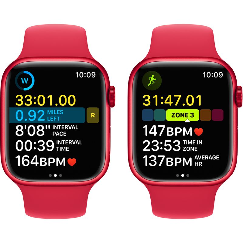 Alt View Zoom 4. Apple Watch Series 8 GPS 45mm (PRODUCT)RED Aluminum Case with (PRODUCT)RED Sport Band - M/L - (PRODUCT)RED