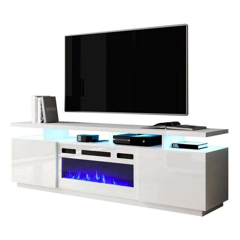 Eva-KWH Modern 71-inch Electric Fireplace TV Stand - Black
