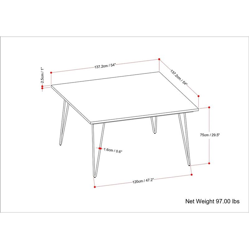 WYNDENHALL Moreno Industrial Mango Wood Dining Table - 42 inches wide