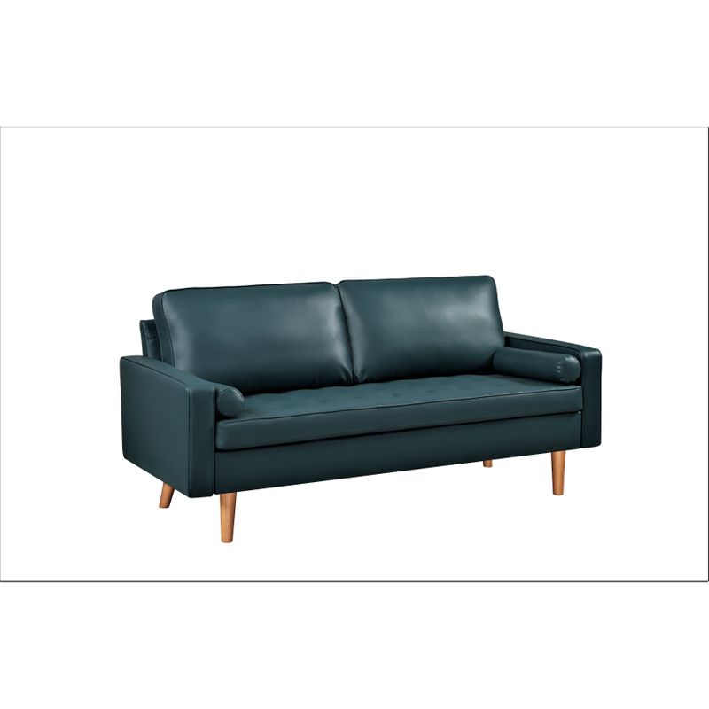 Rumaisa 69.7'' Vegan Leather Square Arm Sofa - Dark Ocean Blue