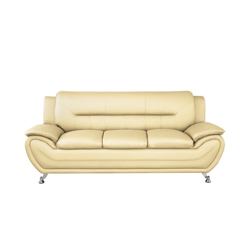 Sanuel 79.2" Faux Leather Pillow Top Arm Sofa - Cream White
