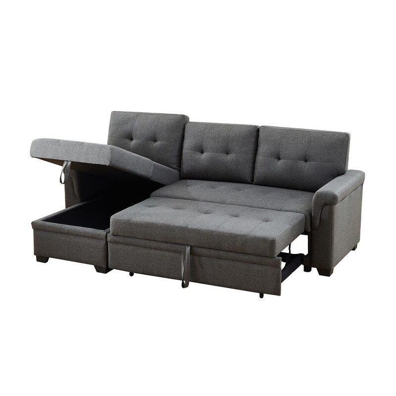 Copper Grove Perreux Linen Reversible Sleeper Sectional Sofa - Light Grey