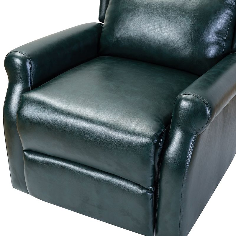 HULALA HOME Faux Leather Manual Swivel Recliner with Metal Base Set of 2 - BLACK