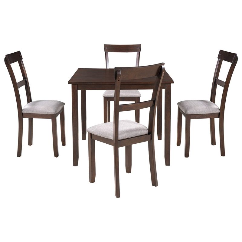 Merax 5-Piece Dining Set Industrial Wooden Dining Table and 4 Chairs - Grey