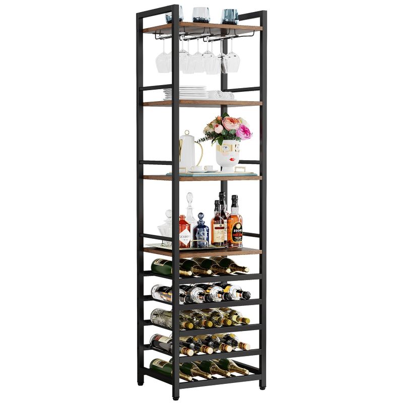 20 Bottle Wine Bakers Rack, 9 Tier Freestanding Wine Rack with Glass Holder and Storage Shelves - 17.72 x 13.78 x 70.87 inches - 17.72...