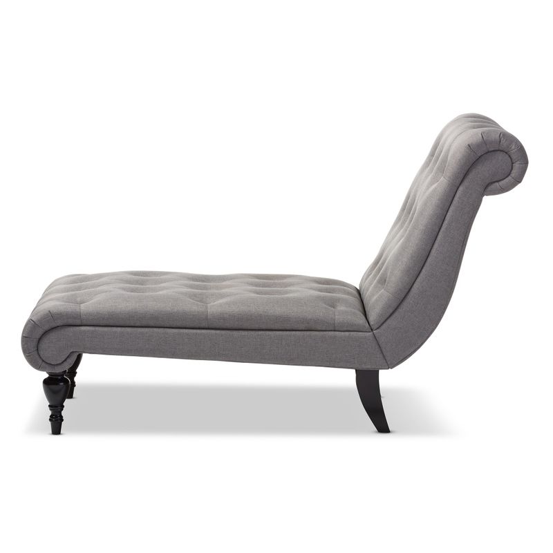 Baxton Studio Layla Mid-century Retro Modern Grey Fabric Upholstered Button-tufted Chaise Lounge - Chaise-Grey