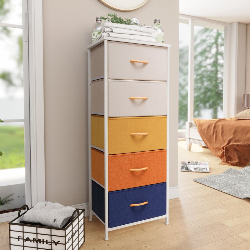 Pellebant 5 Drawers Vertical Storage Tower Organizer - Beige - 5-drawer