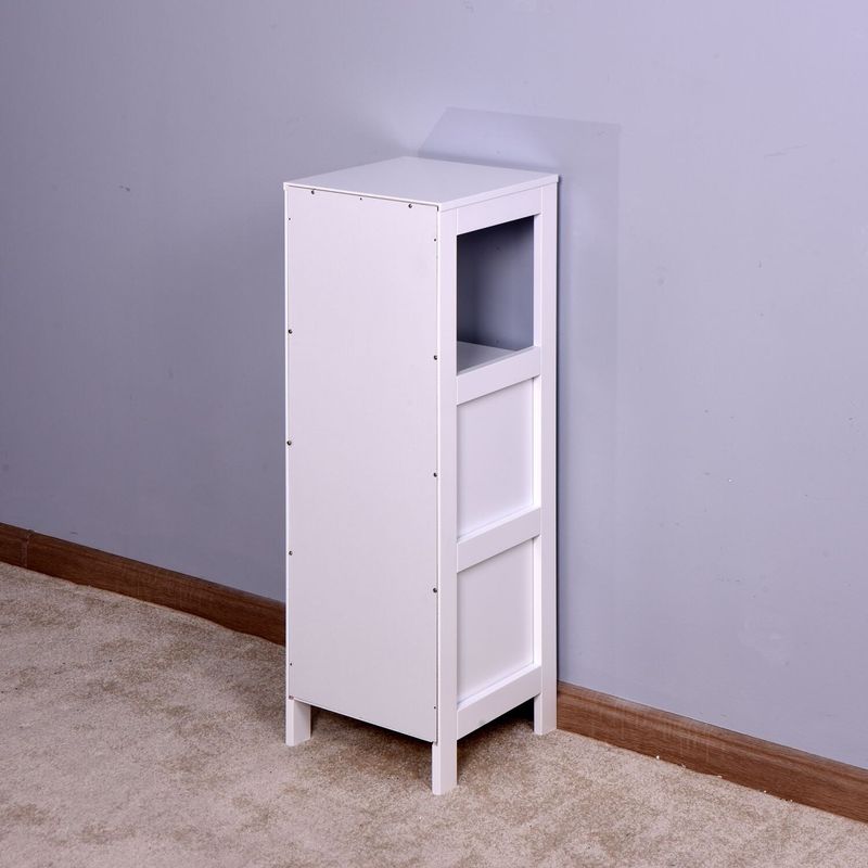 White Bathroom Storage Cabinet, Freestanding Cabinet with Drawers - White
