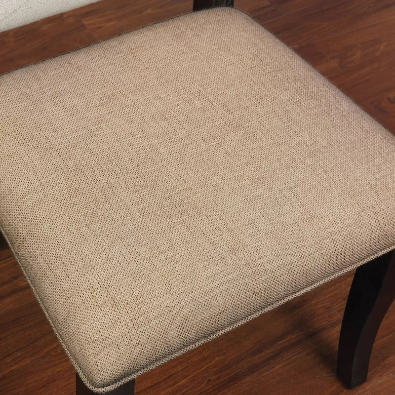Rustic Fabric Side Chairs in Dark Walnut/Beige (Set of 2)