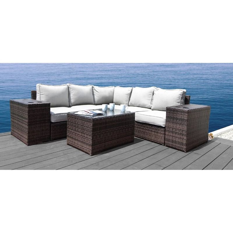 Rent to own LSI 8 Piece Rattan Sectional Seating Group with Cushions