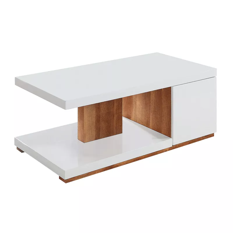 Contemporary 47-inch 1-Shelf Coffee Table in White/Natural Tone