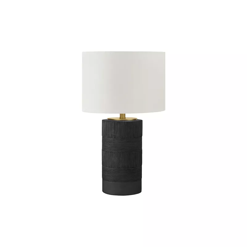 Lighting - 24"H Table Lamp Black Resin / Ivory Shade