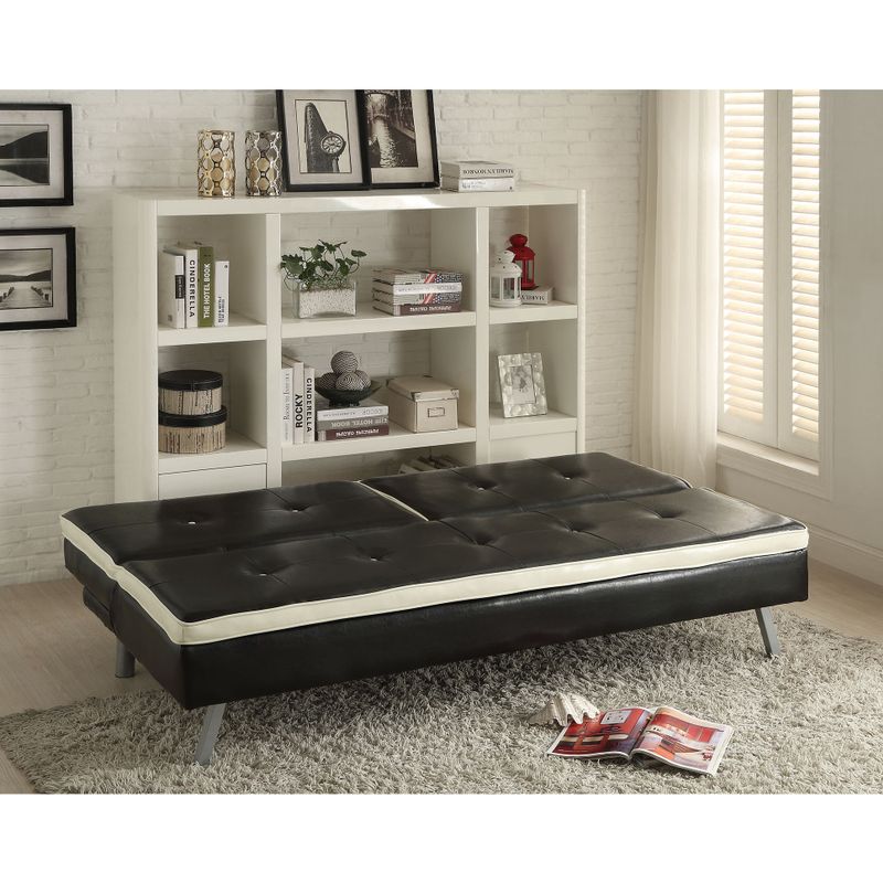 Akraco 57184 Black/White Faux-leather 72-inch x 35-inch x 36-inch Adjustable Sofa - Black & White PU, 72"L x 35"W x 36"H