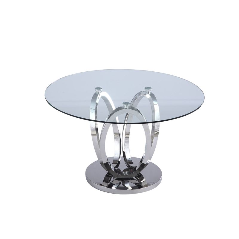 Somette Ema Round Glass Top Dining Table