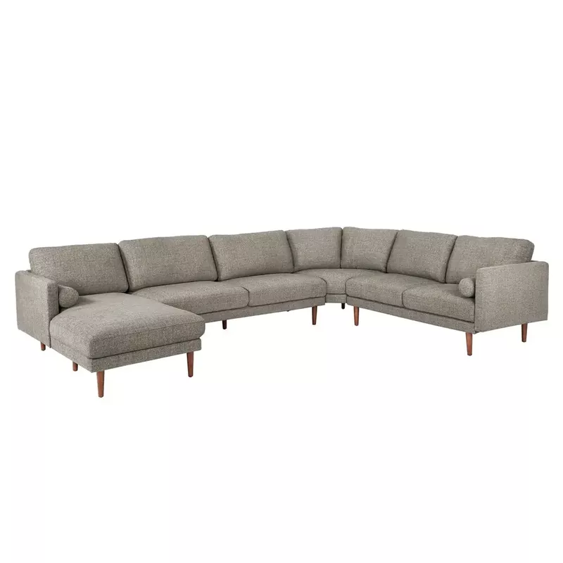 Oana Mid-Century Sectional Sofa with Chaise Lounge by iNSPIRE Q Modern - Light Heathered Grey - Left Chaise