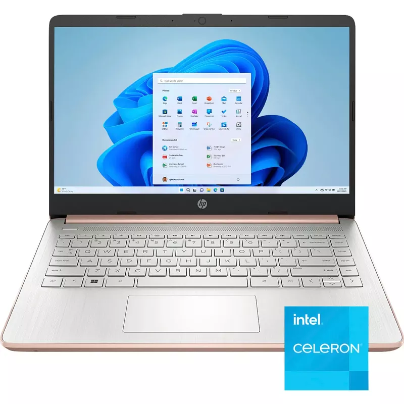 HP - 14" Laptop - Intel Celeron - 4GB Memory - 128GB eMMC - Rose Gold