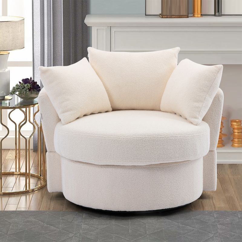 Modern Linen Swivel Accent Chair Bucket Chair - Beige