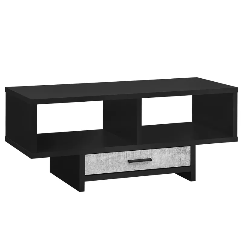 Coffee Table/ Accent/ Cocktail/ Rectangular/ Storage/ Living Room/ 42" L/ Drawer/ Laminate/ Black/ Grey/ Contemporary/ Modern