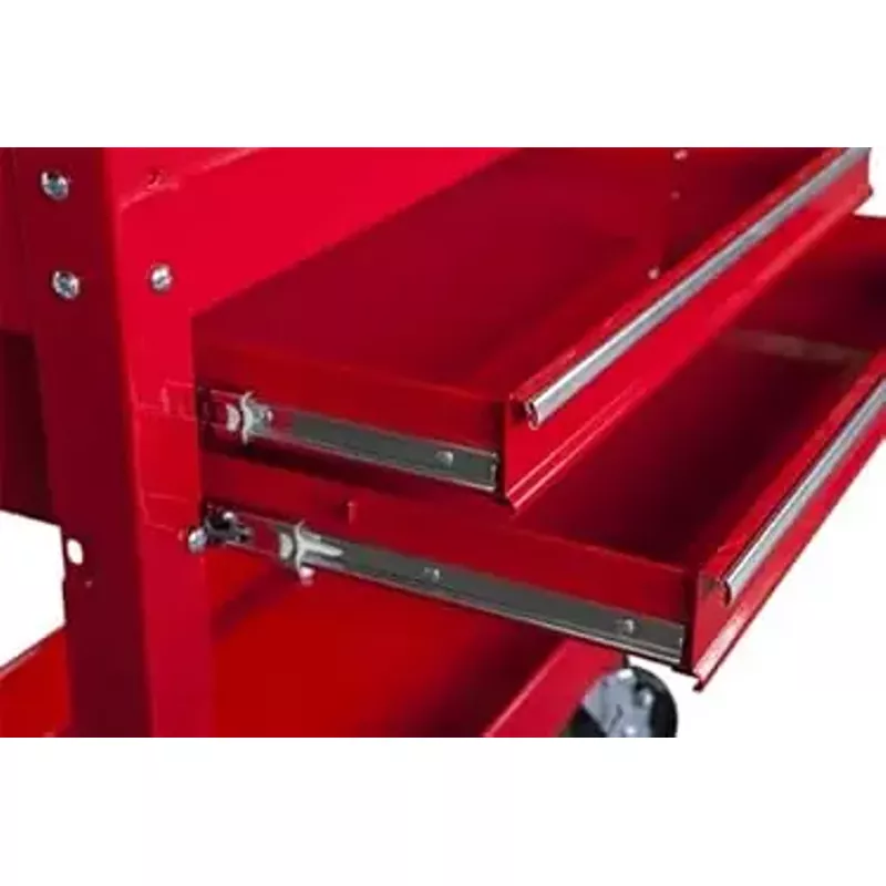 BIG RED 2 Drawer Rolling Garage Workshop Tool Organizer with Top Work Surface and Storage Push Cart, Red, ATC310R-2, Torin