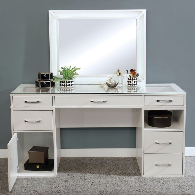 Furniture of America Zehr Contemporary Solid Wood Vanity Set - Obsidian Grey