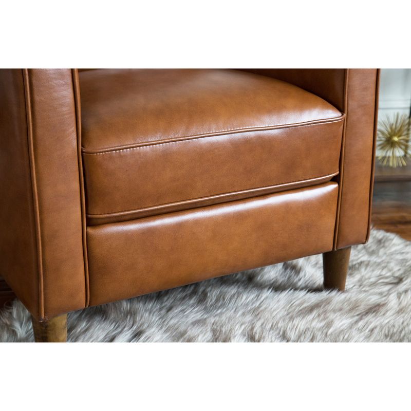 Abbyson Holloway Mid-century Top Grain Leather Pushback Recliner - Brown