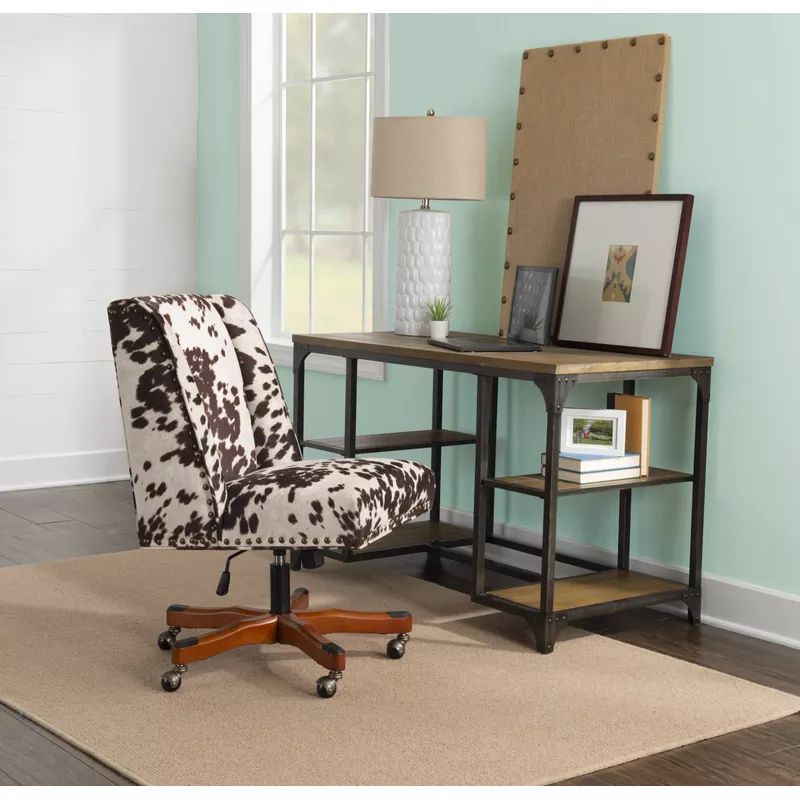 Delafield Office Chair Brown And White Cow Print