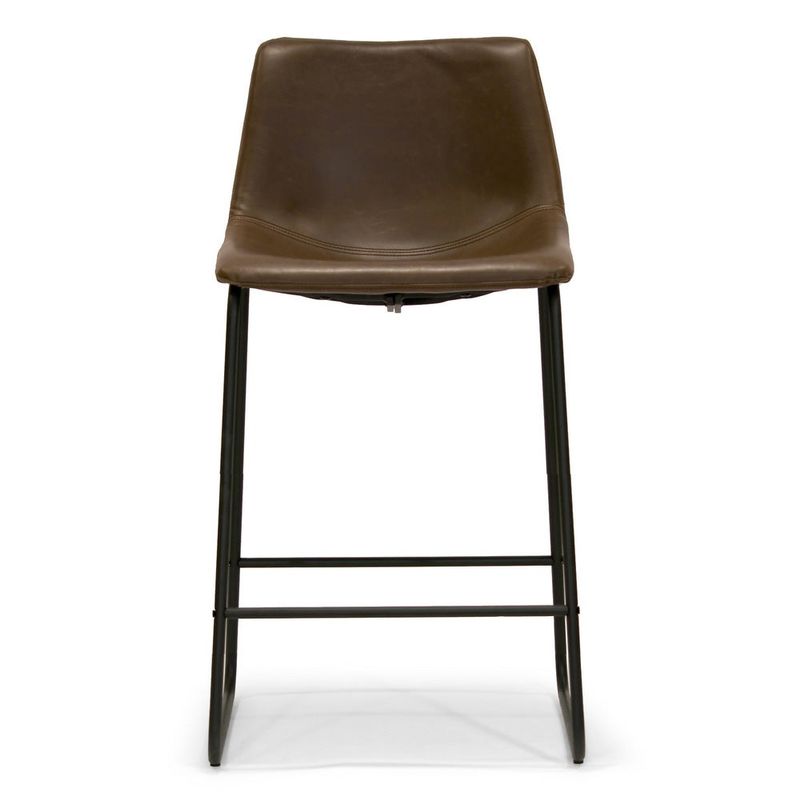 Carbon Loft Richard Faux Leather and Iron Counter Stool (Set of 2) - Dark brown