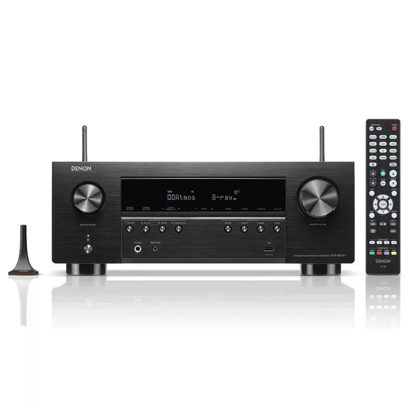 Denon - AVR-S970H 90W 7 Ch Bluetooth Capable HDR Compatible with HEOS and Dolby Atmos 8K Ultra HD AV Home Theater Receiver - Black